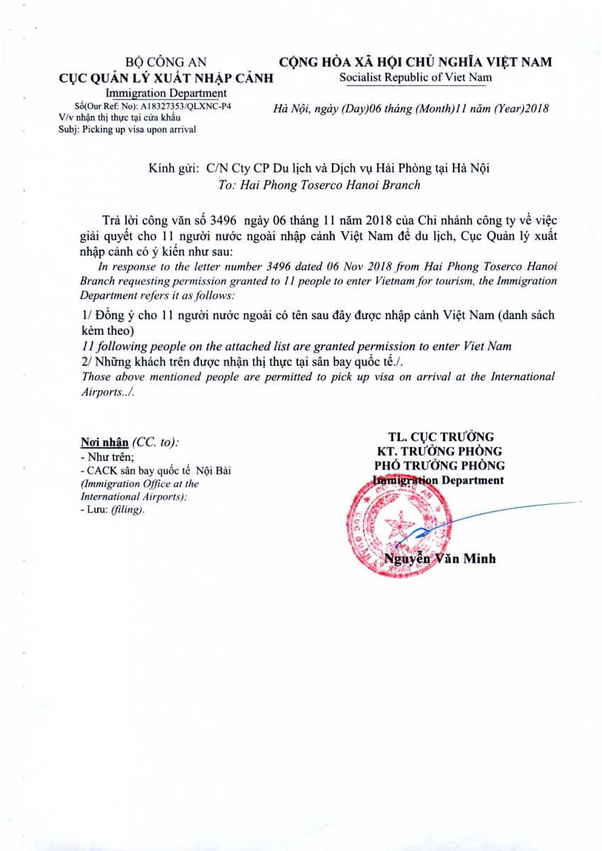 Công văn nhập cảnh cho người nước ngoài tại VietPower